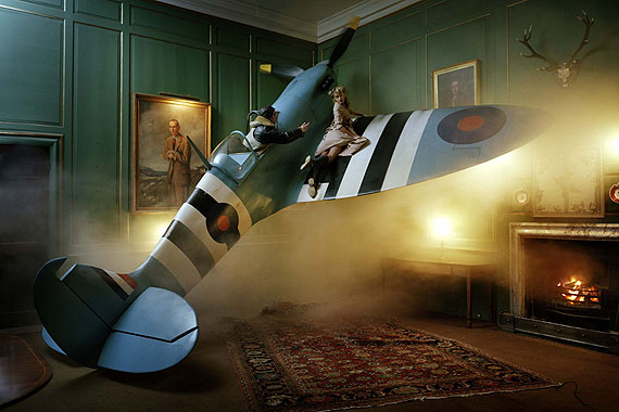 Tim Walker - Lily Donaldson & Jonas Kesseler with Spitfire, Glemham Hall, Suffolk UK, Bottega Veneta in British Vogue 2009 © Tim Walker, courtesy of Michel Hoppen Contemporary.