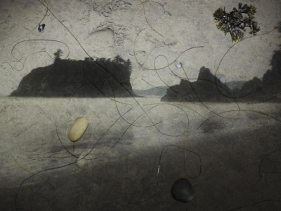Tent-Camera Image on Ground: View of Sea Stacks Looking North, Ruby Beach, Olympic National Park, Washington, 2012© Aberlardo Morell, Courtesy Edwynn Houk Gallery
