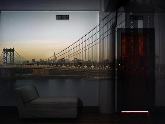 Camera Obscura: View of the Manhattan Bridge, April 30th, Evening, 2010© Aberlardo Morell, Courtesy Edwynn Houk Gallery