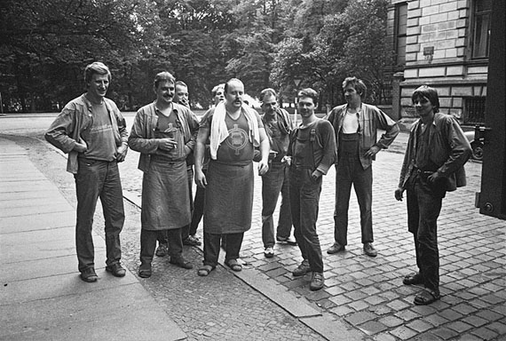 Helfried Strau&szlig;: Leipzig, Gruppenbild unserer Umzugs-Crew der Fa. Gebauer, 20.09.1989