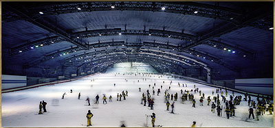 Armin Linke (b. 1966)Ski Dome, Tokyo, Japan (from the Global Box series, 1998–2000), 1998Chromogenic print, face-mounted to acrylic, edition 5/5 101.6 x 219.2 cmCourtesy Galleria MarabiniSolomon R. Guggenheim Museum, New YorkGift, Stephen Tobias 2005.5© Armin Linke