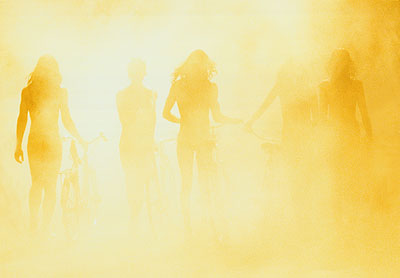 Ryan McGinleyYellow Nudes Bikes, 2007C-print, 68.6 x 101.6 cmFamily Collection Ann und Mel Schaffer, courtesy of Team Gallery, New York© Ryan McGinley