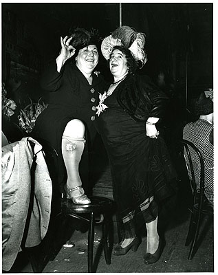 Billie Dauscha (left) and Mabel Sidney (right) Bowery Entertainers, December© Estate of Weegee/ International Center of Photography/Getty Images courtesy Michael Hoppen Gallery