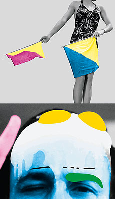 John Baldessari, Raised Eyebrows/Furrowed Foreheads: Woman (with Semaphore Flags), 2009© Courtesy Mai 36 Galerie, Zürich