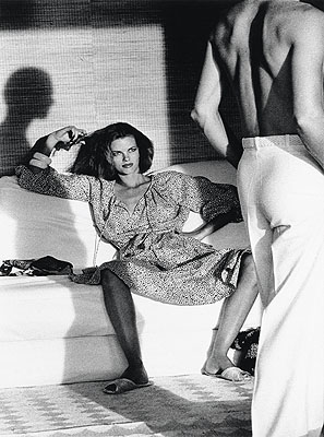 Helmut Newton, Woman Observing Man, Saint-Tropez, silver print, 1975; printed 1980s. Estimate: $30,000 to 40,000. © Estate of Helmut Newton