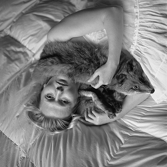 Jana Ilkova. Darina with Fox II, 2008; 100x100cm. photography on baryt paper, edition of 15