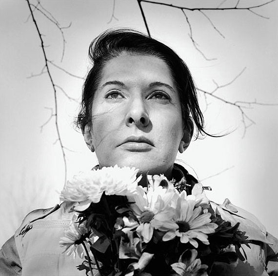 Marina AbramovicPortrait with Flowers, 2009Framed archival pigment printPrint: 53 3/8 x 54 3/16 inches, 135.6 x 137.6 cmFramed: 54 3/4 x 55 1/2 inches, 139.1 x 141 cmEdition of 9 with 2 APs&copy; Marina AbramovicCourtesy the artist and Sean Kelly Gallery&copy; 2010, ProLitteris, Zurich