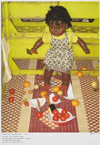 Destiny DeaconCome on in my kitchen2009inkjet print from digital image on archival paper80.0 x 60.0cm image; 105.0 x 81.0cm sheetPurchased with funds provided by the Aboriginal Collection Benefactors' Group 2009© Destiny Deacon. Licensed by Viscopy, Sydney