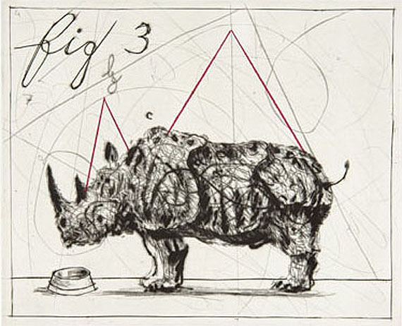 William Kentridge, Rhino, 2005Kaltnadelradierung