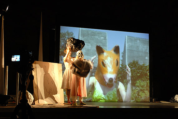 Joan JonasReading DantePerformance at The 16th Biennale of Sydney 2008 at the Cell Block Theatre, Sydney, 2008 Photo: Greg Weight© Joan Jonas