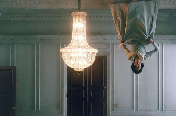 Matthew BuckinghamStill from The Spirit and the Letter, 2007. Continuous video projection with sound, electrified chandelier, mirror. Dimensions variable. Courtesy of the artist and Murray Guy, New York 