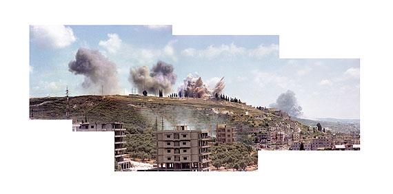 Akram ZaatariSaida, June 6, 19821982/2006Composite image (C-print mounted on aluminum dibond), video, sound127 x 250 cm, 4 mins (loop)Courtesy: Sfeir Semler Gallery