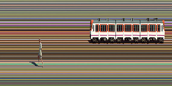Jay Mark JohnsonEl Anarquista y el Tren, Valencia, Spain 2008 (Detail)Durst Lambda, film, aluminum110 x 518 cmEdition of 3courtesy the artist and Boutwell Draper Gallery, Sydney