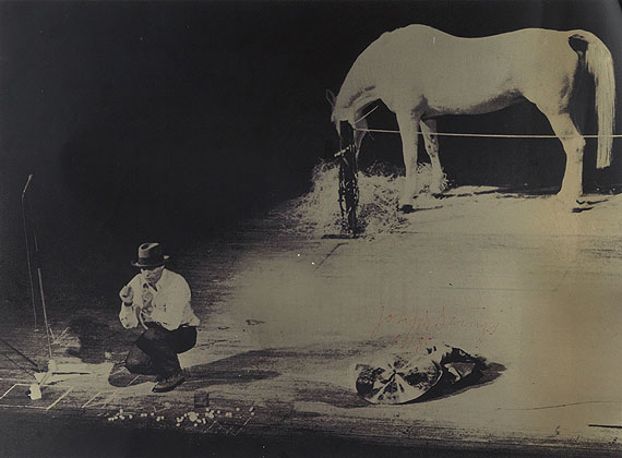 Joseph Beuys, Iphigenia, screenprint in black on gold PVC, based on a photograph from the performance Titus/Iphigenia, 1973.Estimate $1,500 to $2,500.