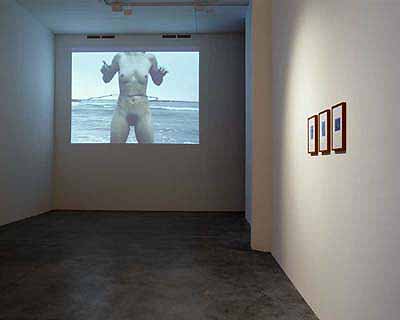 Barbed Hula by Sigalit Landau, to the right historical photographs of séances