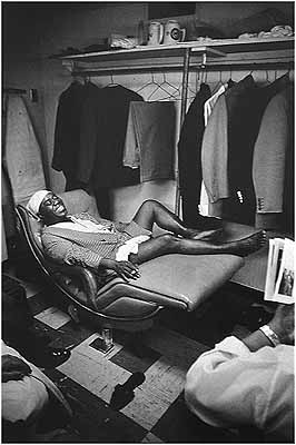 Louis Armstrong in his dressing room at the Latin Casino, Philadelphia, 1958