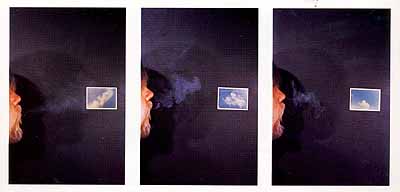 Cigar Smoke To Match Clouds That Are Different, 1972-73 (By Sight-Side View), 3 Teile, je 35,6 x 24,1 cm, 3 Type C-prints auf Platte © Sonnabend Gallery, New York