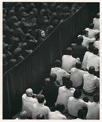 Shirin Neshat  2000 Production Still Video/Sound Installation, black & white, Duration: 10 minutes Edition of 6 + 1AP © Shirin Neshat Courtesy Gladstone Gallery