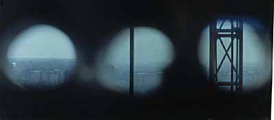 Gábor Ösz#3 Constructed ViewExp. Time: 2 x 8 hours3 holes-two takecibachromecamera-obscura233x105 cmmounted on aluminium