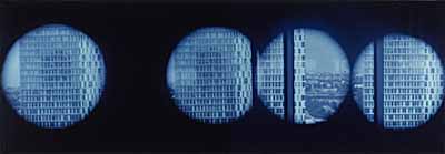 Gábor Ösz#4 Constructed ViewExp. Time: 2 x 8 hours3 holes-two takecibachromecamera-obscura236x105 cmmounted on aluminium