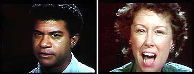 Bruce Nauman, Good Boy Bad Boy, 1985, two colour video monitors, two videotape players, two videotapes, dimensions variable, edition of 40. Published by Castelli-Sonnabend Videotapes and Films, New York and Donald Young Gallery, Chicago. Courtesy Sperone Westwater, New York.