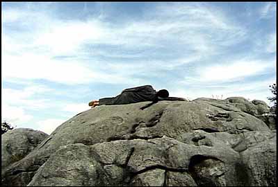 A Needle Woman, 1999, video still from performance, Kitakyushu, Japan