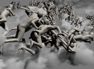 Miao Xiaochun: The Last Judgment in CyBerspace: The Downward View (Detail)