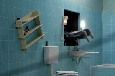 Julian Rosefeldt, Stunned Man (Trilogy of Failure (Part II), 2004Double channel-video installation Courtesy Julian Rosefeldt
