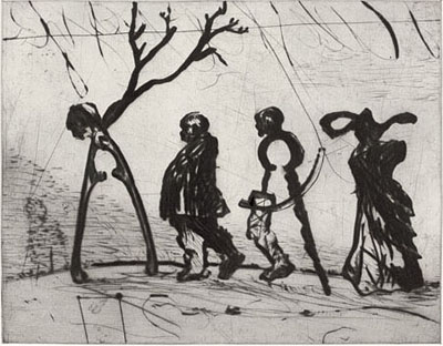 William Kentridge, Four Instruments, 2003Kaltnadelradierung