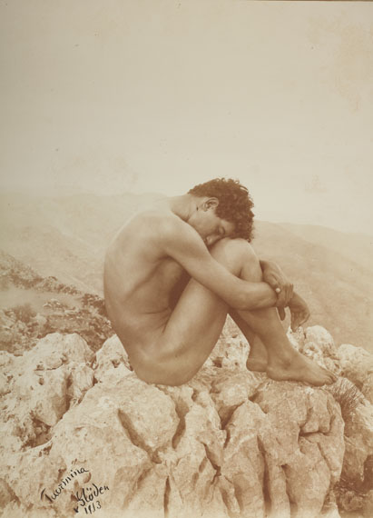 Wilhelm von Gloeden (1856&ndash;1931) &rsaquo;Cain&lsaquo;Taormina, Sicily c. 1900Mat albumen print, Vintage, printed 1913 39,3 x 29 cm (15.5 x  November 4 in)Signed, dated (print date) and annotated by the photographer in ink in the image lower left, photographer&rsquo;s stamp on the reverse&euro; 15,000 / &euro; 25,000&ndash;30,000