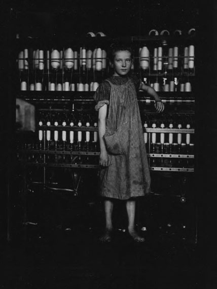 Lewis Wickes Hine (1874-1940)Addie Card, anaemic little spinner in North Pownal Cotton Mill. Vermont 1910gelatin silver print, 7 X 5 in.Courtesy Lewis Hine Collection