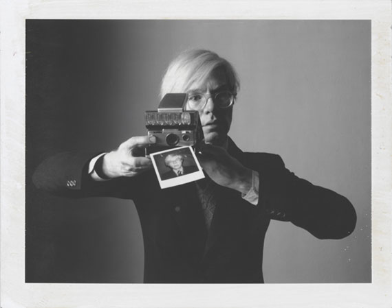 Oliviero ToscaniAndy Warhol with camera1974, Polaroid Type 1053. x 4.
